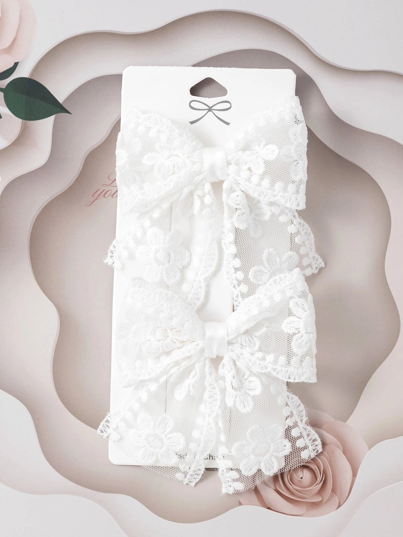 2pcs White Flower Lace Hair Clip