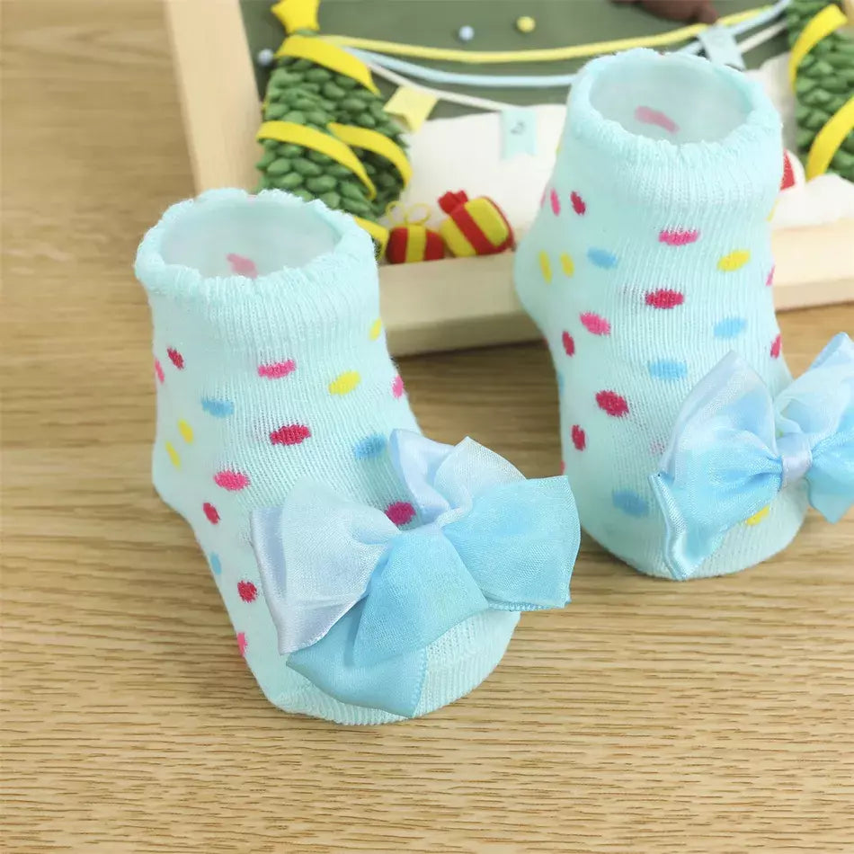 Baby Bowknot Decor Socks 2 Pack Blue