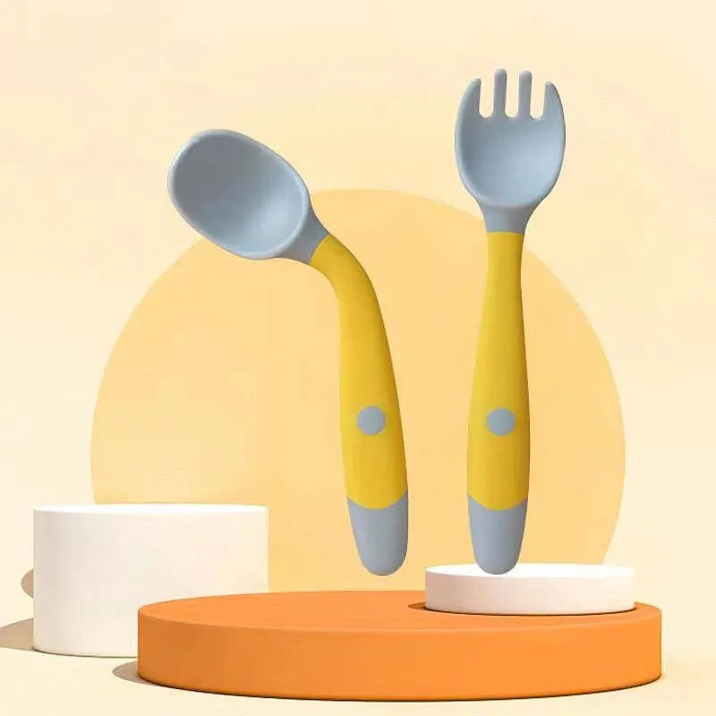 Soft Bendable Silicon Baby Spoon & Fork set