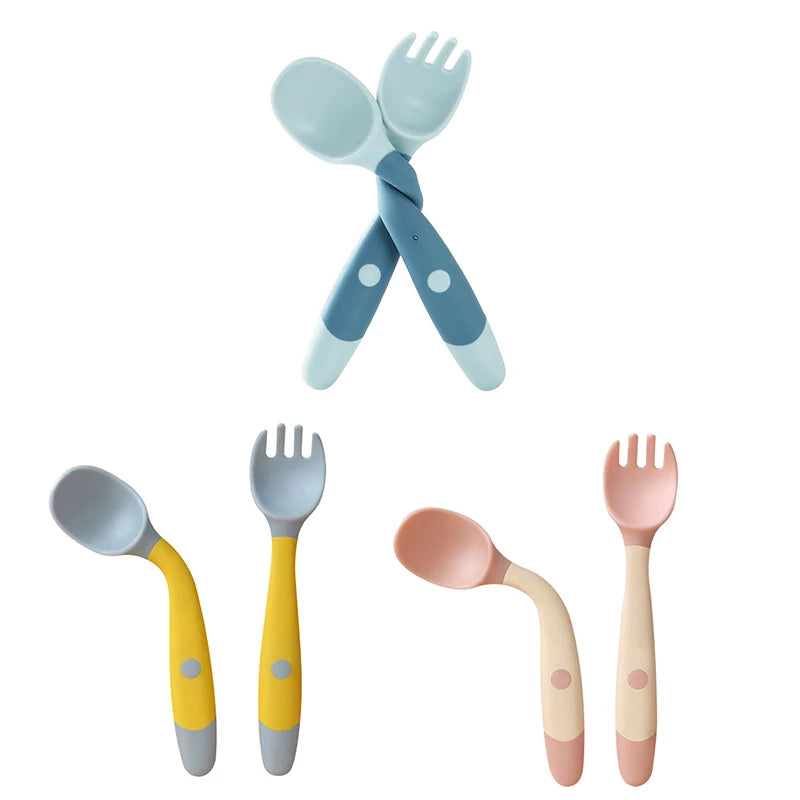 Soft Bendable Silicon Baby Spoon & Fork set