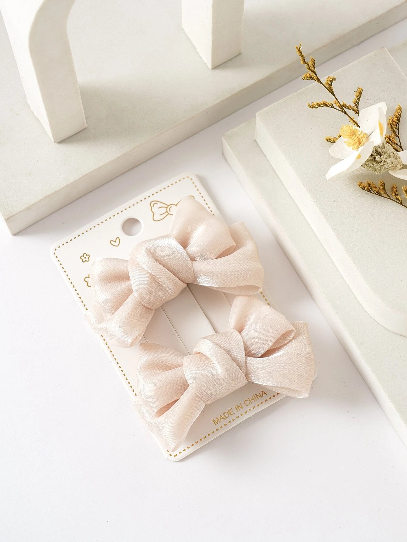 2pcs Toddler Girls Bow Decor Hair Clip