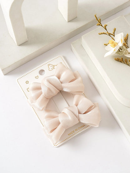 2pcs Toddler Girls Bow Decor Hair Clip