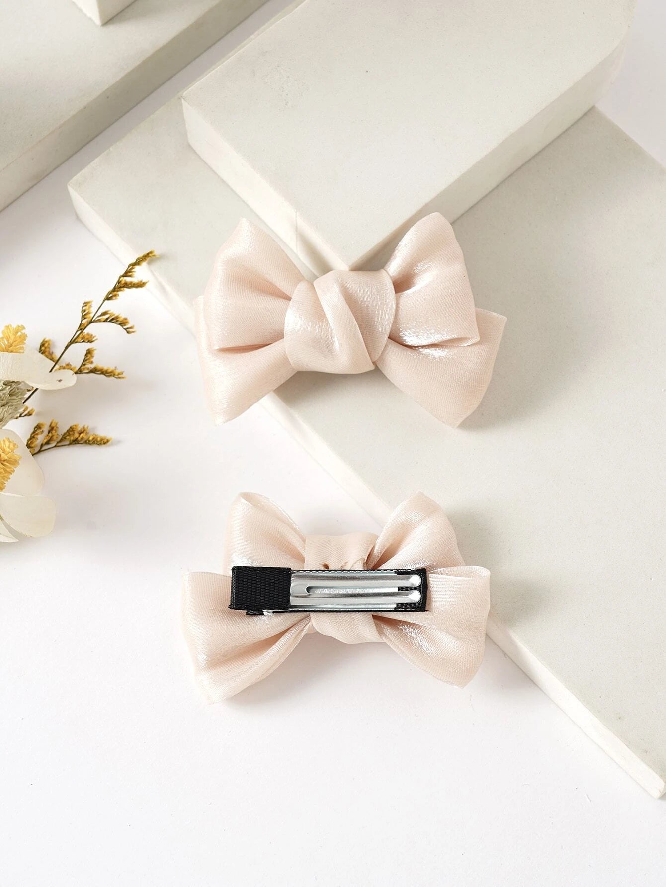 2pcs Toddler Girls Bow Decor Hair Clip
