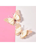 2pcs Hairpins With Pearl Butterfly Golden Color
