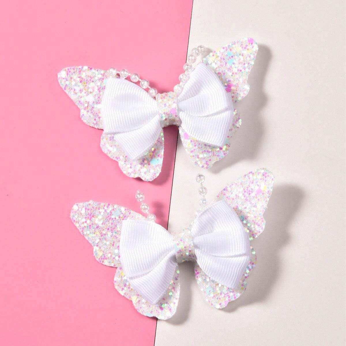 2pcs/set Kids' Onion-shaped Pearl & Butterfly Hair Claw, Fashionable & Cute Hair Accessory For Daily Wear