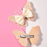 2pcs Hairpins With Pearl Butterfly Golden Color