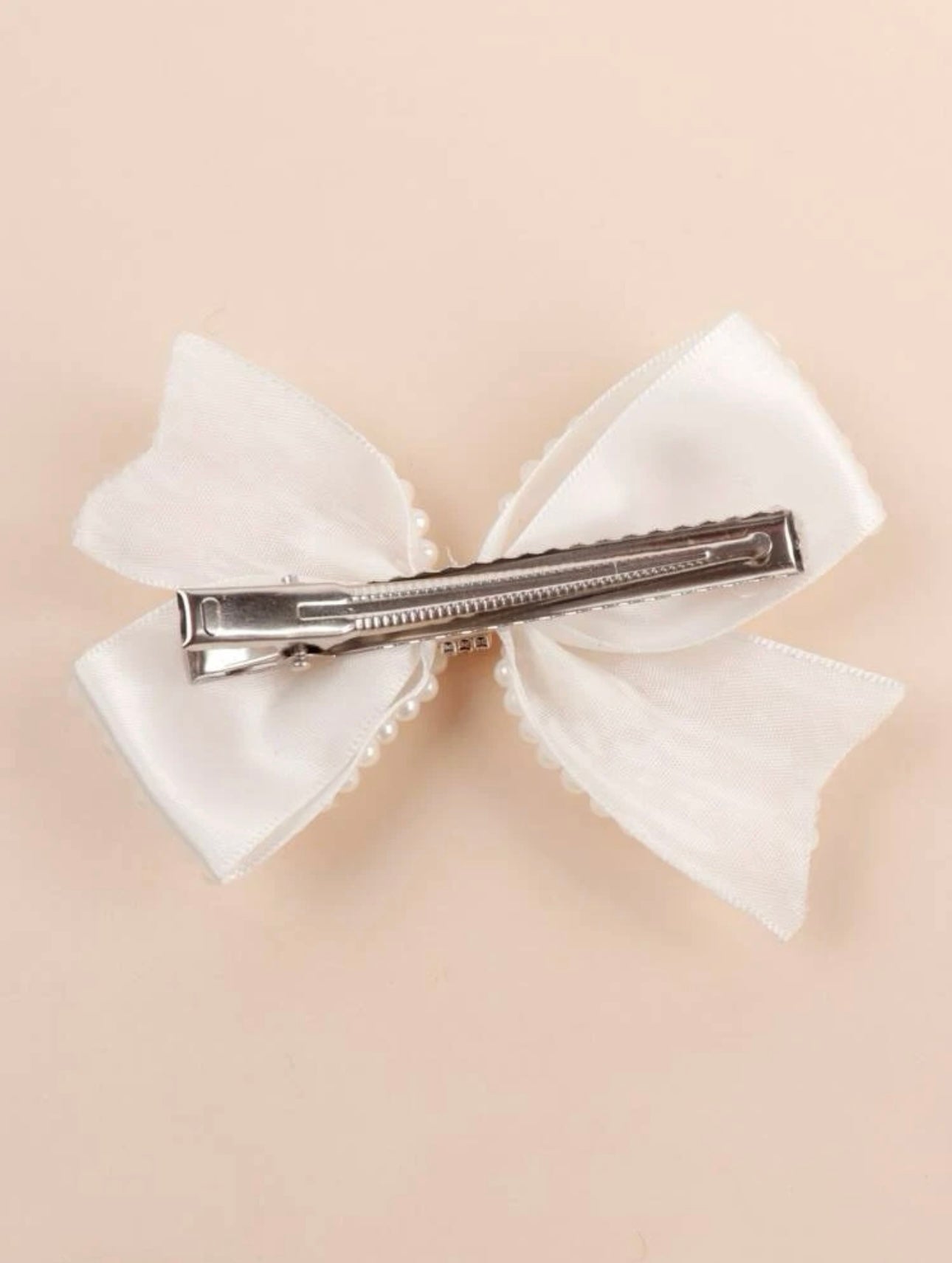 Toddler Girls Faux Pearl Bow Decor Hair Clip