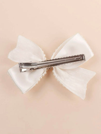 Toddler Girls Faux Pearl Bow Decor Hair Clip