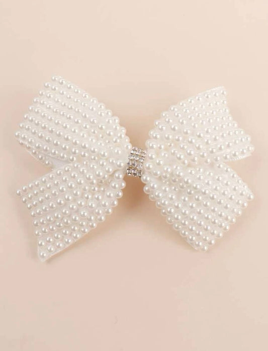 Toddler Girls Faux Pearl Bow Decor Hair Clip