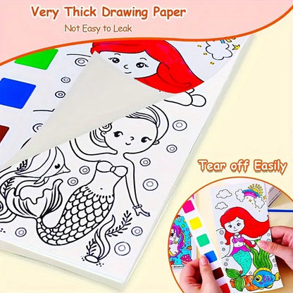 Large 12 Pages Watercolor Coloring Book