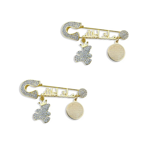 Pair of 2 Mashallah Pin with Teddy