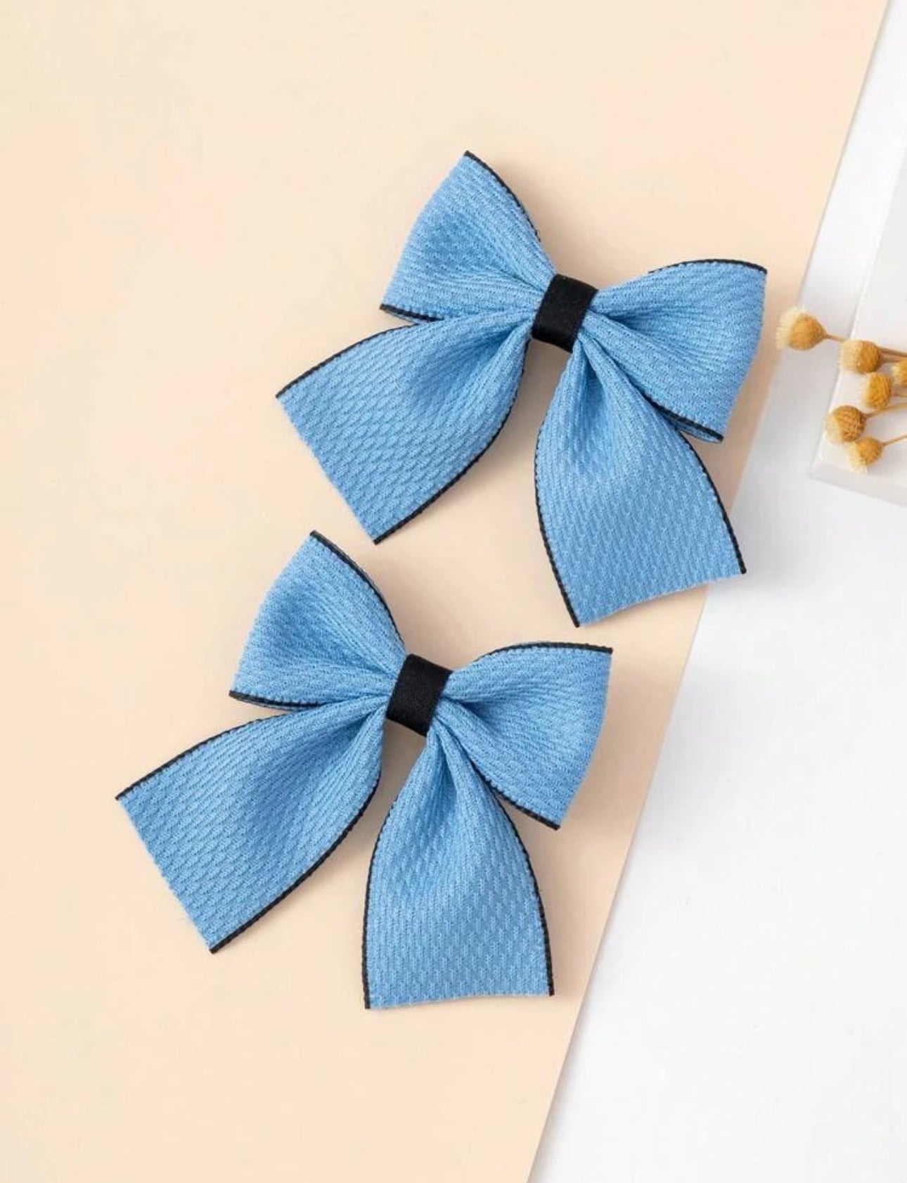 2pcs Toddler Girls Bow Decor Hair Clip Blue