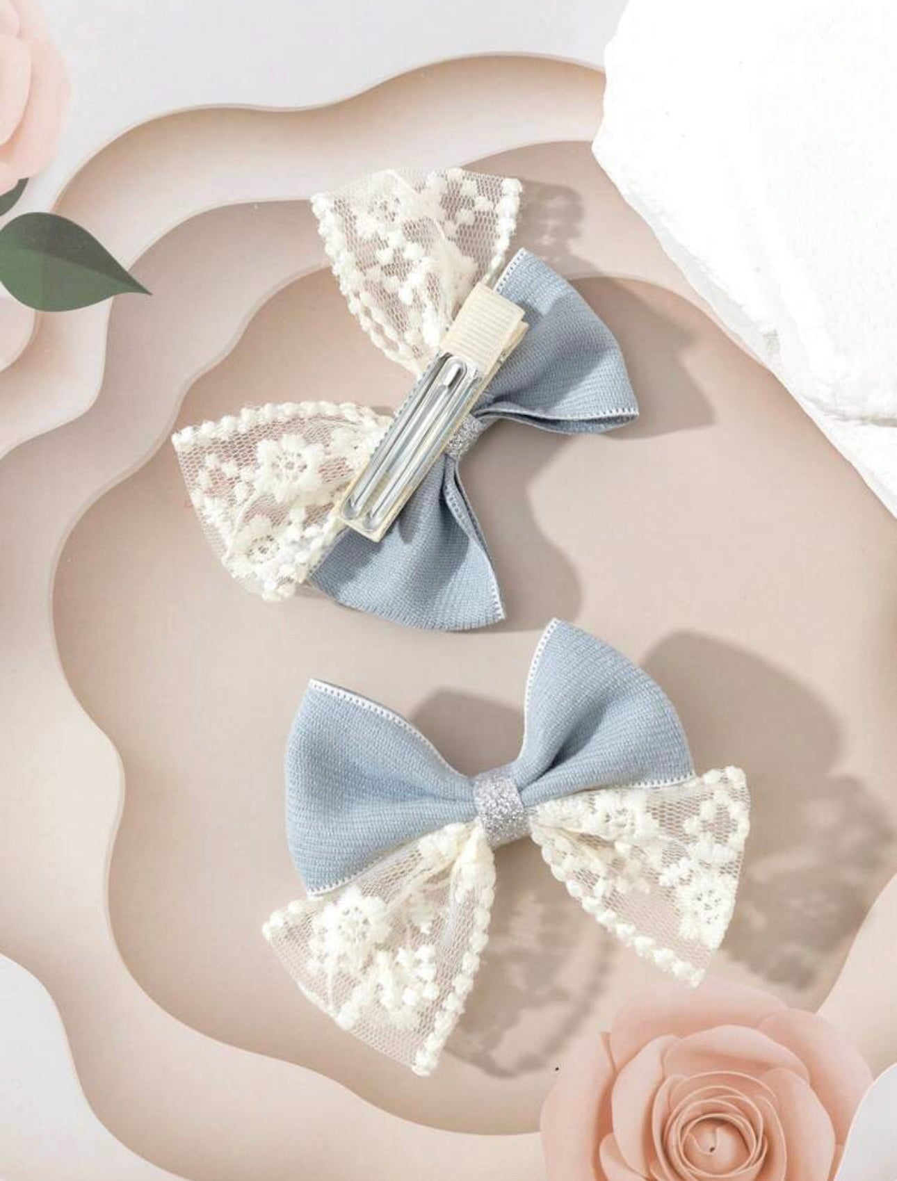 2pcs Spring Style Luxury Hair Bows with Net