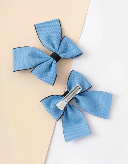 2pcs Toddler Girls Bow Decor Hair Clip Blue
