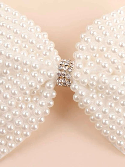 Toddler Girls Faux Pearl Bow Decor Hair Clip