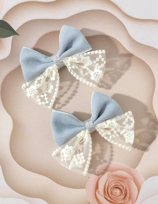 2pcs Spring Style Luxury Hair Bows with Net