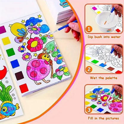 Large 12 Pages Watercolor Coloring Book