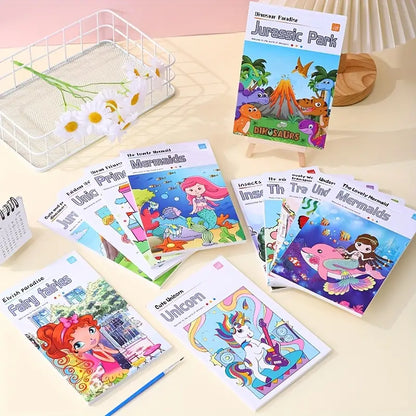 Large 12 Pages Watercolor Coloring Book