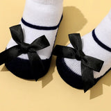 Baby Bowknot Decor Socks  2 Pack Black