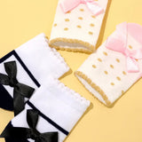 Baby Bowknot Decor Socks  2 Pack Black